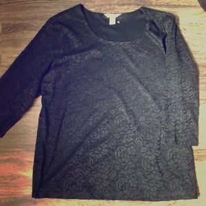 Black half sleeve lace top
